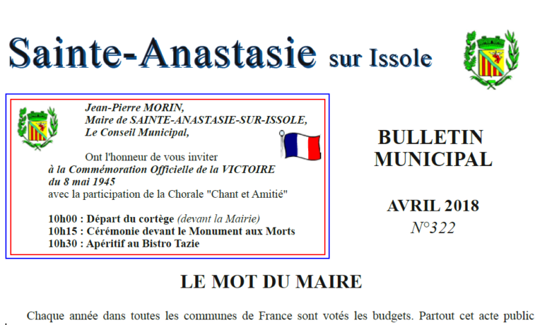 Photo of Bulletin Municipal Avril 2018